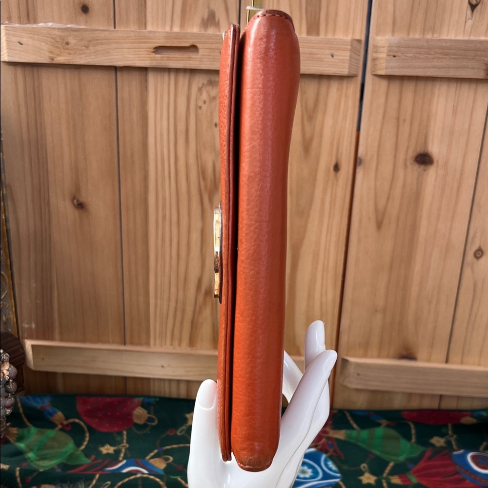 Michael Kors Fulton Orange Leather Wallet with Gold Logo - Picture 8 of 16